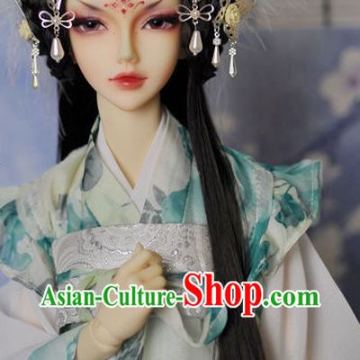 Asia Fashion Chinese Princess Black Long Wig and Hair Accessories Headbands Hair Jewelry
