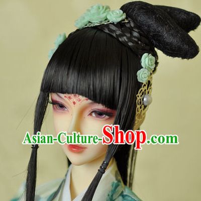 Traditional Chinese Black Wig and Hair Jewelry for Beauties