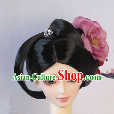 Traditional Chinese Tang Dynasty Black Wig and Hair Decorations