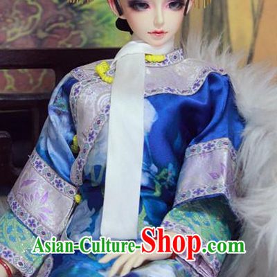 Chinese Traditional Empress Long Robe and Headwear Complete Set