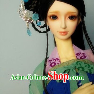 Traditional Chinese Costumes Black Wig and Hair Accessories Headbands