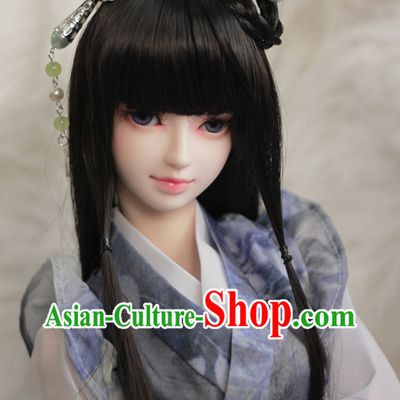 Traditional Chinese Princess Black Long Wig and Hair Jewelry
