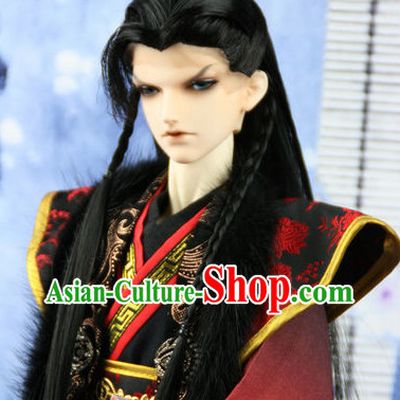 Chinese Traditional Mens Long Black Wig