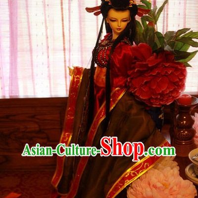 Chinese Traditional Empress Long Costumes and Hair Jewelry Complete Set