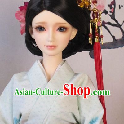 Chinese Handmade Long Black Wigs and Hairpins