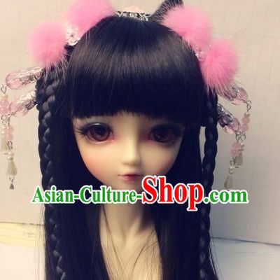 Asia Fashion Chinese Ancient Princess Long Balck Wig and Hair Accessories Headbands Hair Jewelry