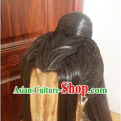 Chinese Handmade Swordsmen Long Black Wig for Men