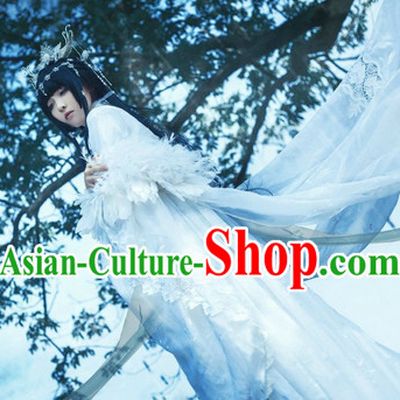 Chinese Ancient White Wedding Dress Complete Set