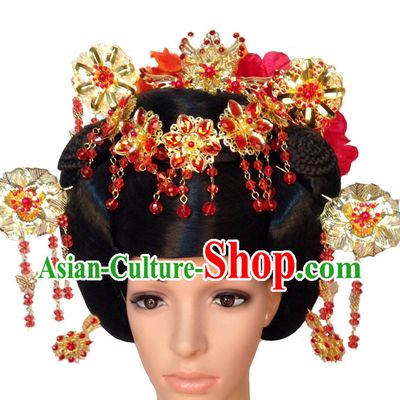 Handmade Chinese Ancient Style Empress Black Wig and Hair Jewelry