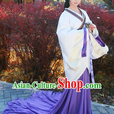 Chinese Han Dynasty Female Long Tail Hanfu Dress Complete Set
