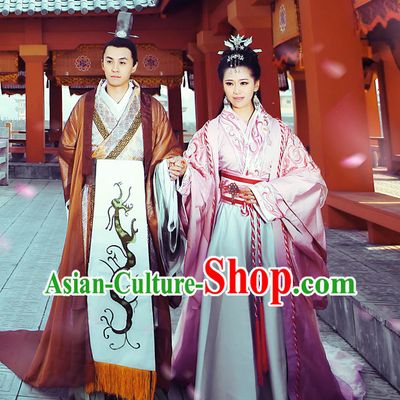 Chinese Imperial Emperor and Empress Clothes and Hair Accessories Complete Set
