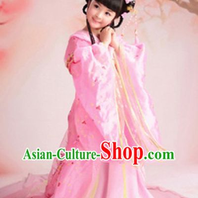 Chinese Ancient Peace Princess Clothing and Hair Jewelry Complete Set for Kids
