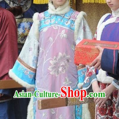 Chinese Ancient Costume Mandarin Dress and Hair Jewelry Complete Set