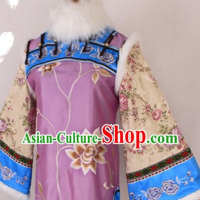 Chinese Ancient Costume Mandarin Dress and Hair Jewelry Complete Set