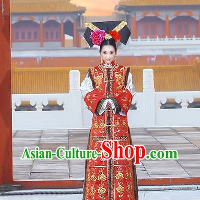 China Fashion Chinese Ancient Costume Wedding Gowns and Hair Jewelry Complete Set