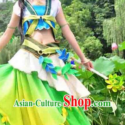 Chinese Princess Cosplay Halloween Costumes and Hair Jewelry Complete Set