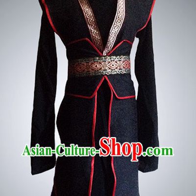 Chinese Black Swordsman Costumes Complete Set for Men