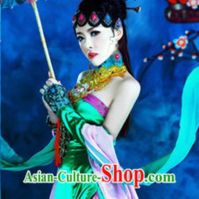 Chinese Opera Stage Performance Sexy Costume and Hair Jewelry Complete Set