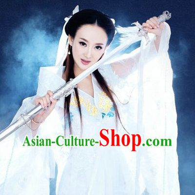 Chinese Female Superhero Costumes and Hair Accessories Complete Set