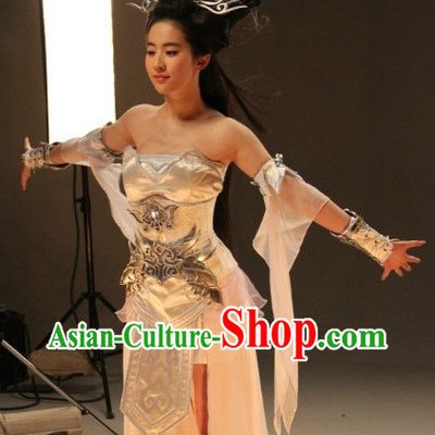 Chinese Dragon Lady Cosplay Halloween Costumes and Hair Accessories Complete Set