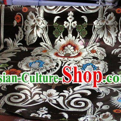 Chinese Traditional Black Brocade Embroidered Fabric Dresses Material