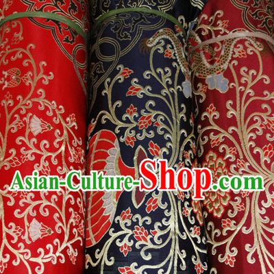 Chinese Tibetan Style Silk Brocade Embroidered Fabric Dress Material