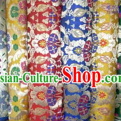 Chinese Tibetan Style Silk Brocade Embroidered Fabric Dress Material