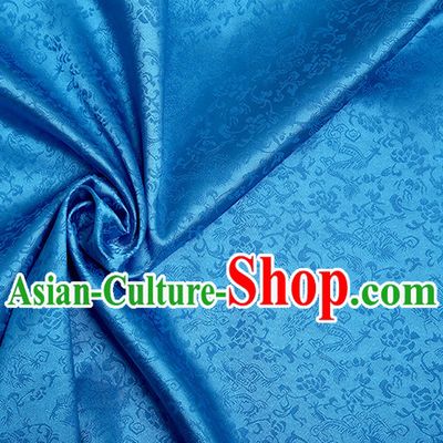 Blue Chinese Traditional Dragon Brocade Fabric