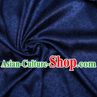Deep Blue Chinese Traditional Dragon Brocade Fabric