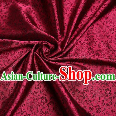 Deep Red Chinese Traditional Dragon Brocade Fabric