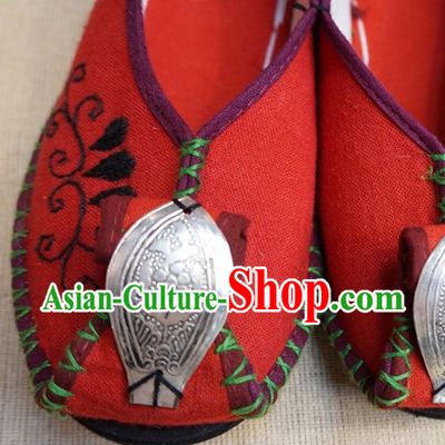 Lucky Red Chinese Tradiitonal Handmade Fabric Shoes
