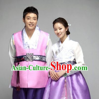 Traditional Korean Fashion Style Husband Wife Clothing Complete Sets for Men and Women
