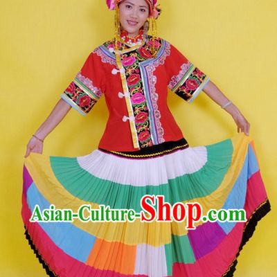 Chinese Stage Dance Costumes Female Ethnic Groups Dress