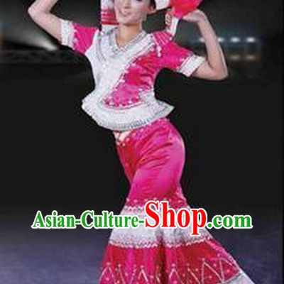 Chinese Zhuang Ethnic Costumes Complete Set for Women