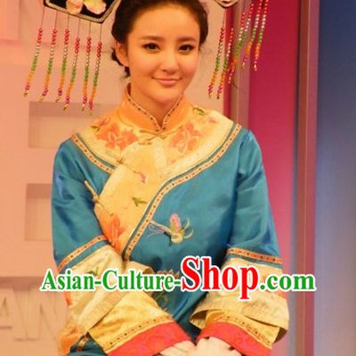 Chinese Qing Princess Manchu Costumes and Hair Accessories Complete Set for Women