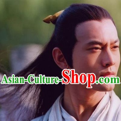 Black Chinese Ancient Long Wig for Men
