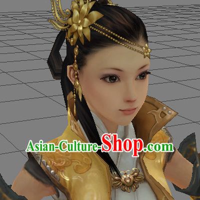 Custom Made According to Your Picture Asian Chinese Ancient Traditional Female Long Wigs and Hair Accessories