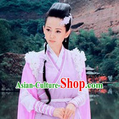 Asian Fashion Swordswoman Traditional Clothes and Headwear Complete Set