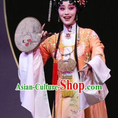 Chinese Professional Stage Performance Opera Hua Dan Costumes and Hair Accessories Full Set