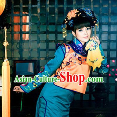 Chinese Professional Stage Performance Drama Noblewoman Costumes and Hair Accessories Full Set