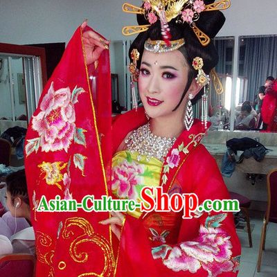 Chinese Professional Stage Performance Empress Costume and Hair Accessories Full Set