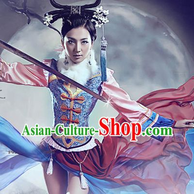 Chinese Traditional Photo Shoot Costumes and Hair Ornaments Complete Set