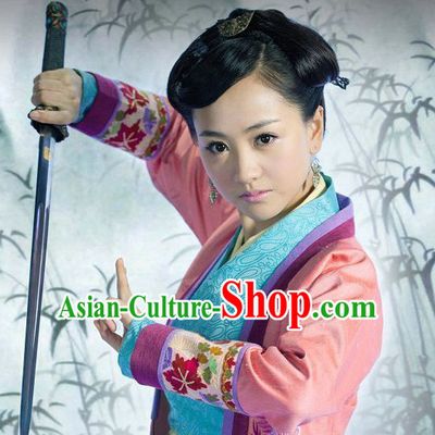 Chinese Traditional Handmade Black Swordswoman Wig