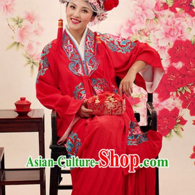 Chinese Traditional Wedding Dress and Hat Complete Set for Brides