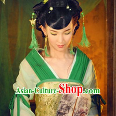 Chinese Traditional Princess Suit and Hair Ornaments Complete Set for Kids
