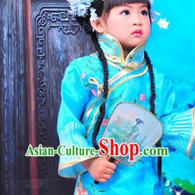 Chinese Traditional Dancing Costumes and Hair Clips Kids