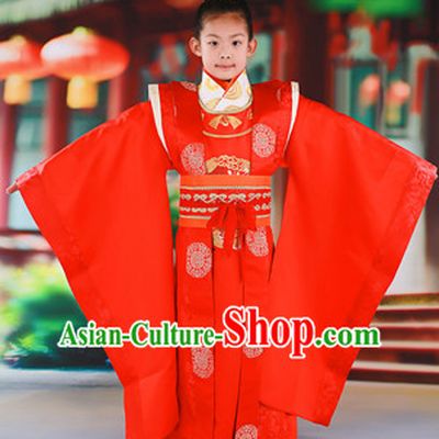 Chinese Traditional Wedding Dress and Coronet for Kids