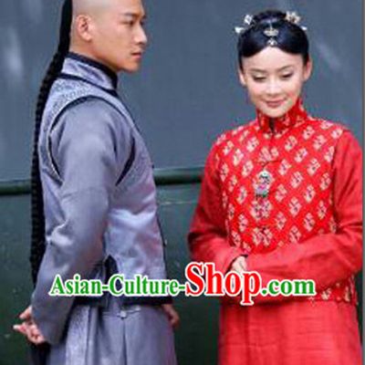Chinese Traditional Mandarin Dress and Headpieces 2 Sets
