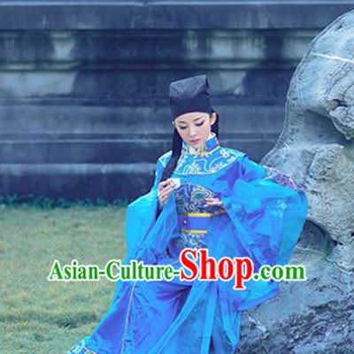 Chinese Traditional National Costumes Scholar Costume and Hat for Men or Women