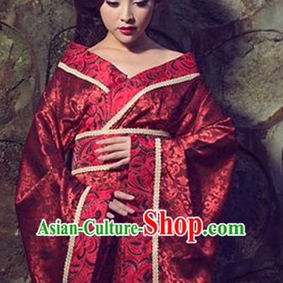 Chinese Traditional National Costumes Wedding Dress and Hair Ornaments Complete Set